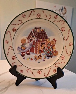 2000 Longaberger Holiday Plate Roger and Ginger Bread House Candy Canes