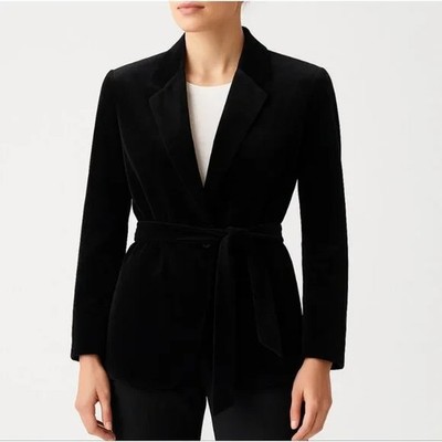 NWT J. JILL BLACK VELVET JACKET BLAZER W/ SELF TIE XL  Wearever Collection $159