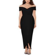 Xscape Petite Off-the-Shoulder Gown - Black Size 8P