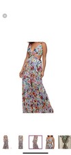 Aqua Formal Floral Gown Open Back W Stunning Cut Outs! Size 4