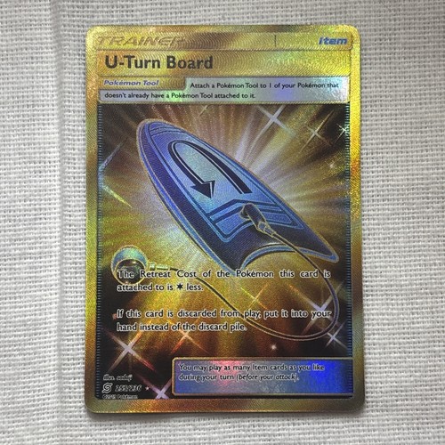 Pokémon TCG U-Turn Board Unified Minds Gold Holo Secret Rare Card 255/236