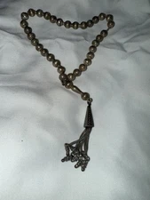 vintage ANTIQUE misbaha SUBHA  chased 33 beads STERLING PRAYER worry beads EUC