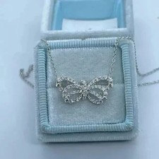 1.00Ct Round Cut Lab Created Diamond Butterfly Pendant In 14K White Gold Plated