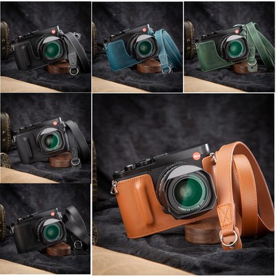 For Leica Q3 Handmade Genuine Leather Half Camera Case Bag Cover Shoulder Strap