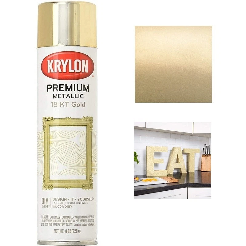 Krylon Metallic Gold Spray Paint for Metal Wood Ceramic Glass 18K Gold  Craft 8oz