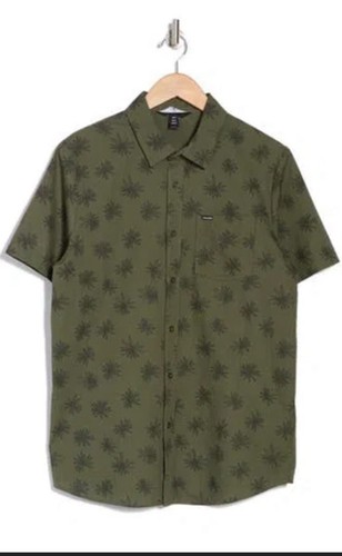 Volcom Warbler Woven Button Up Short Sleeve Agave Shirt Men's Size Large - Picture 2 of 4