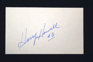 Harry Howell Signed Index Card Autograph Signature New York Rangers