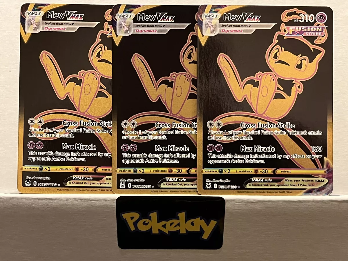  Pokemon - Mew VMax - TG30 - Trainer Gallery - Lost Origin -  Full Art - Black & Gold Holo Foil Card : Toys & Games