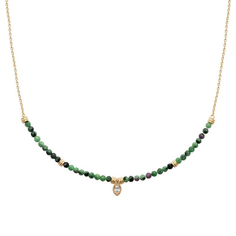 Pendentif Ovale Rubis Simulé 2 Carats Avec Diamants Imitation - Or Jaune Plaqué 14K Sur Argent 925