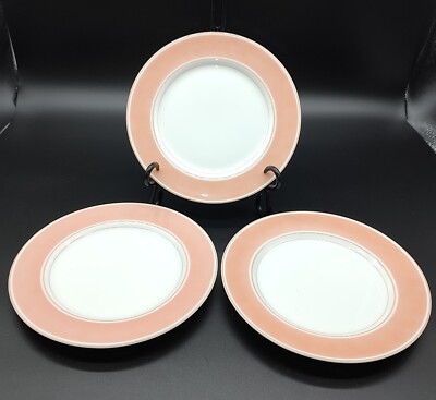 Vintage Fitz and Floyd Rondelet Pink Peach Salad Plates 7.5''  Set of 3 Japan