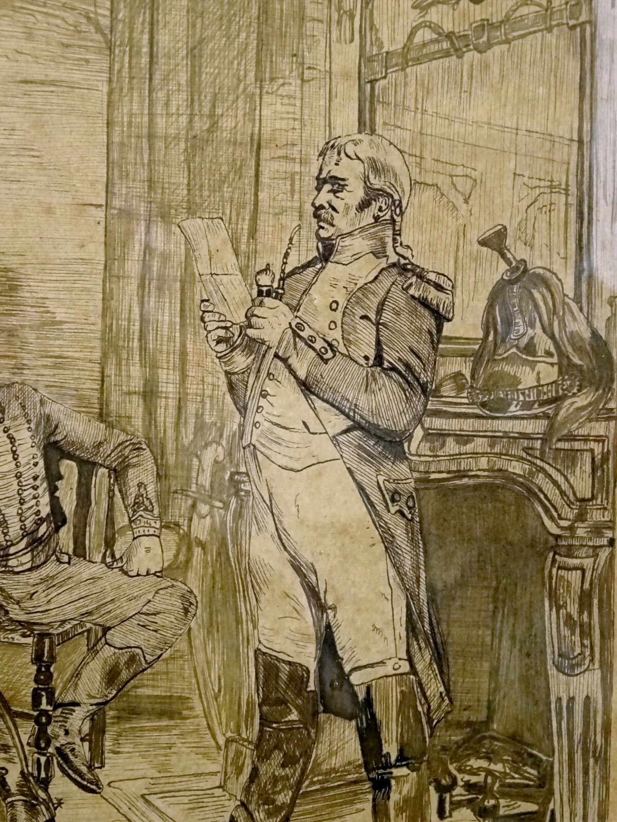 DESSIN MILITAIRE A LA PLUME, SECOND EMPIRE, L'ORDONNANCE de MEISSONIER, SIGNÉ Nieuwe, populaire SALE