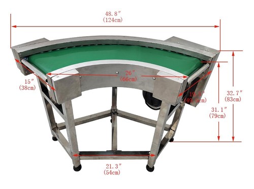 110V 90 Degree Turning Belt Conveyor Flat Belt Curved Conveyor 3-15m/min 400W - Picture 2 of 24