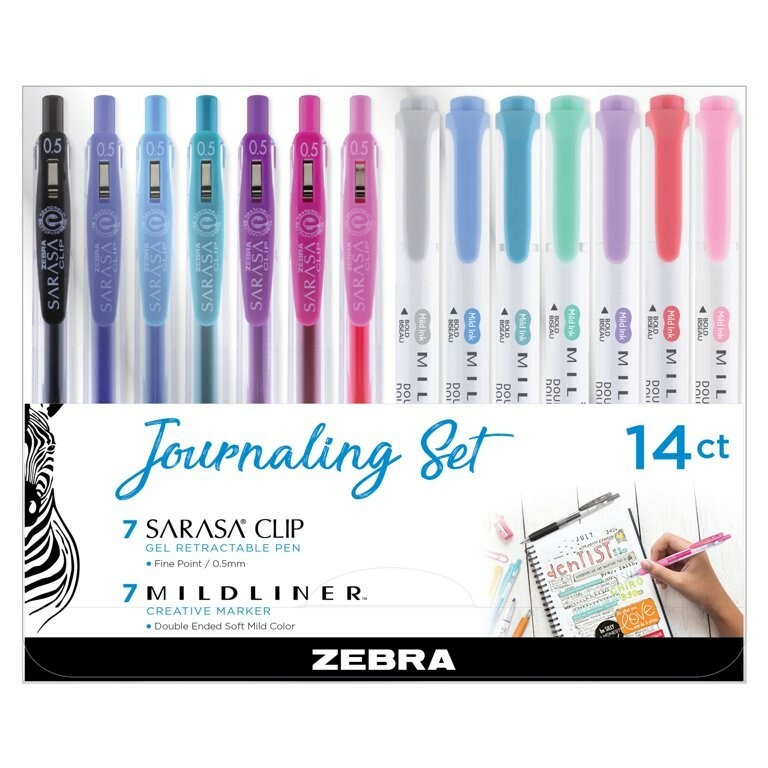 Zebra Bullet Journaling Variety Pack, Double Ended Soft Brushes,  Retractable