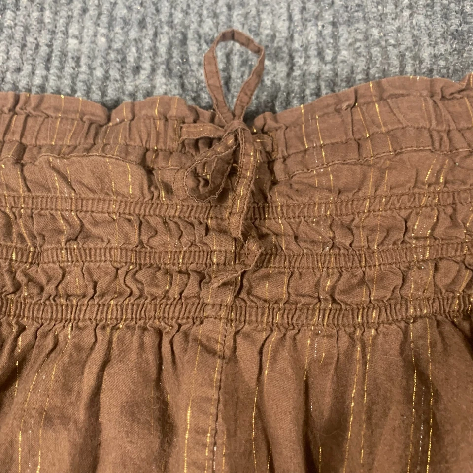 VTG Gap Skirt Girls XL Brown Tie Up Flare Lightweight Short Lined Y2k Metallic Foto 2 de 4