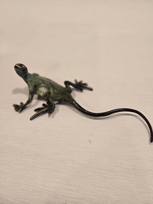 MICHAEL STOREY Bronze Lizard Sculpture Figurine Wall Hanging 7  Signed By Artist