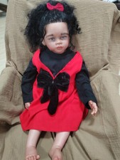 30inch Toddler Reborn Baby Doll Hand-Rooted Afro Hair African Tan Skin Girl Gift