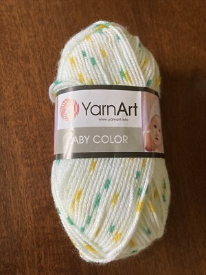 YarnArt Baby Color baby yarn, white/yellow/green, lot of 2, (164 yds each)