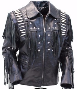 Traditional Mens Western Leather cowboy Jacket coat with &hellip;