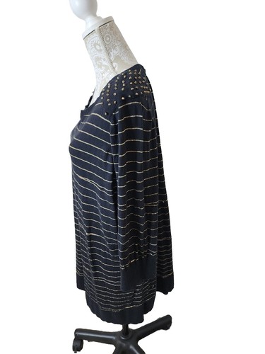 Lane Bryant Womens Embellished Black Gold Metallic Pullover Tunic Sweater 18 20 - Picture 3 of 8