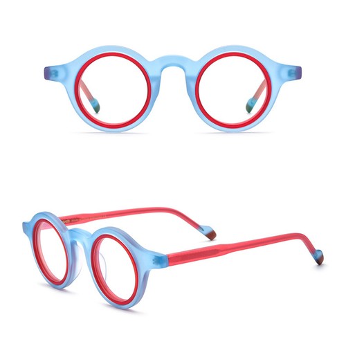 Round Frosted Plate Eyeglass Frames Mixed-color Spectacles Unisex Glasses - Picture 26 of 27