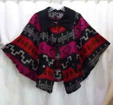 Sacred Threads Wool Acrylic Bright Poncho Cape  Large (1919)