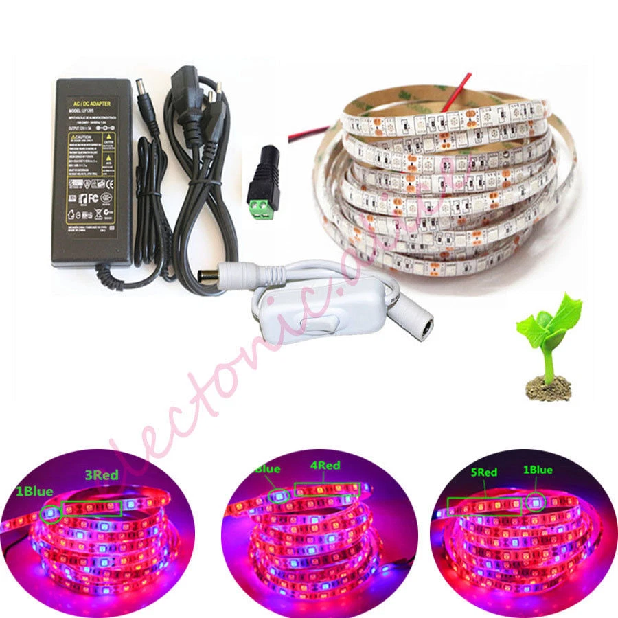 5050 LED Luci di Coltivazione DC12V Impermeabile Coltivazione Striscia LED Piante Crescita Luce Set - Immagine 2 di 4