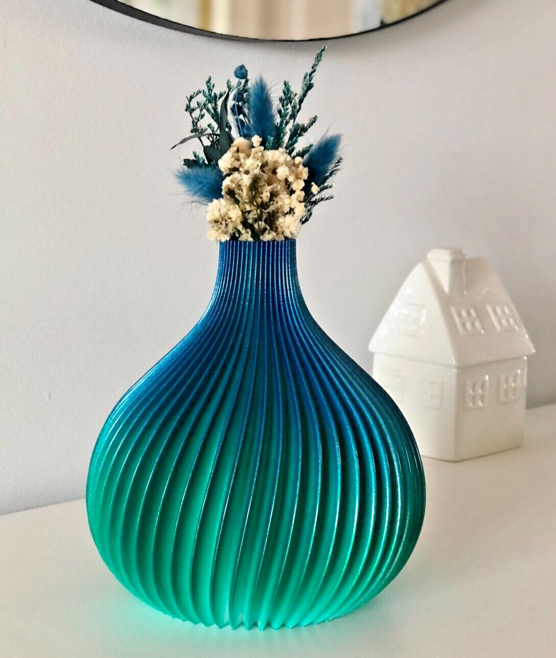 Vaso rotondo decorativo sostenibile - Stampa 3D - Ecologico - VERNICIATO A MANO