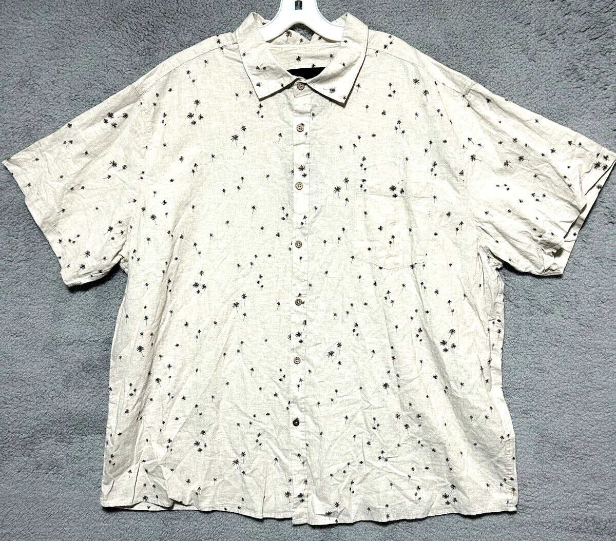 Winston Button Up Men's Size 4XL Beige Palm Print Streetwear Going Out Shirt NWT