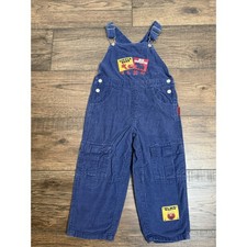 Vintage Elmo Sesame Street Corduroy Overalls Construction Embroidered Blue 4T
