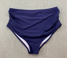 Silky Classic High Waist Tankini Swimsuit Bottoms Womens L Navy Blue Slimming