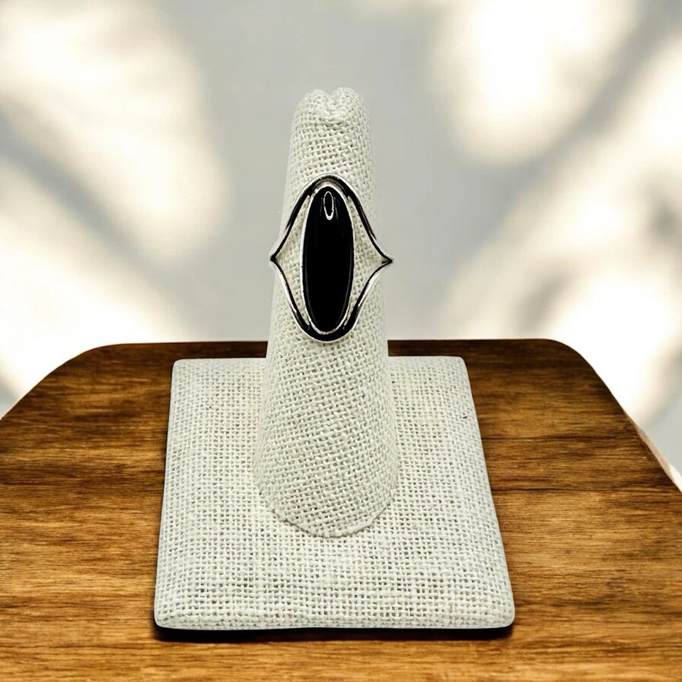 Vintage Boho style, Sterling Silver Black Onyx Statement Ring - Image 2 of 4