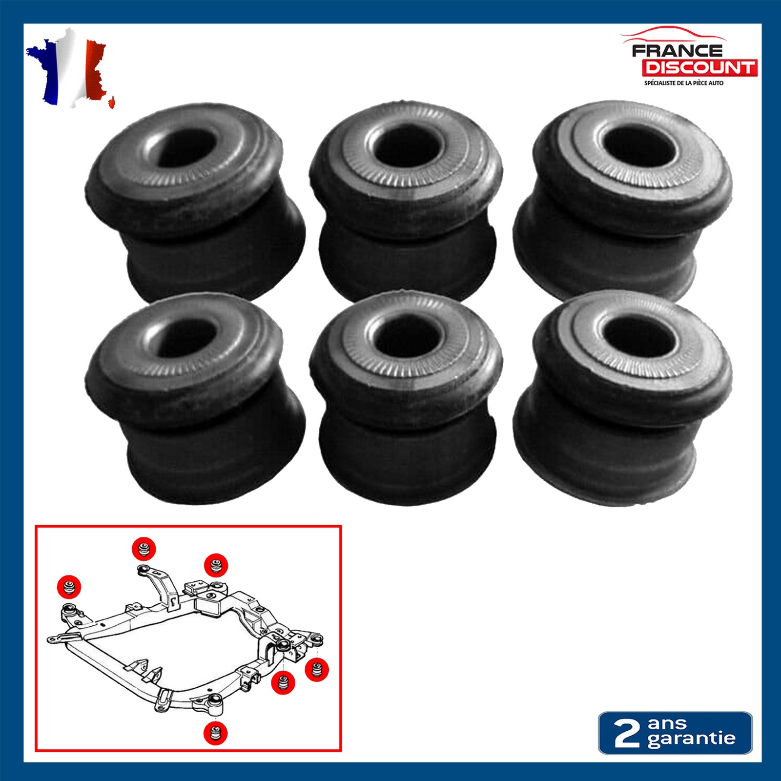 6 Silentblocs de Berceau Moteur en Caoutchouc pour Opel Astra G H et Zafira A B