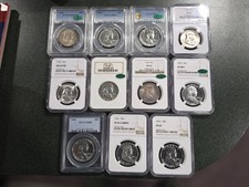 Partial Set Franklin Half Dollars-11 Coins Most Proof, 2 Full Bell Lines, 5 CAC+