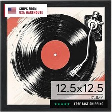 Wood Vinyl Record Frame for the Wall, Display 12.5x12.5 Album Cover and 12x12 LP