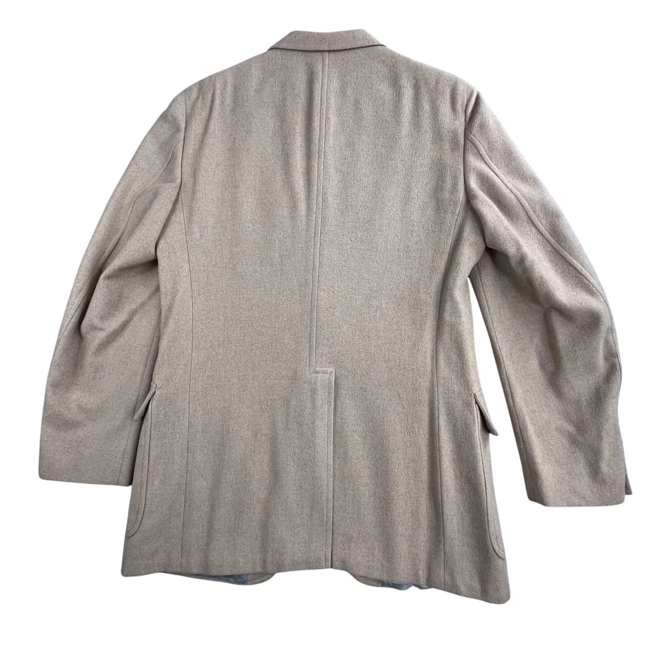 Blazer camelo vintage masculino 42 bolsos de lã com dois botões feito nos EUA anos 80 - Imagem 2 de 4