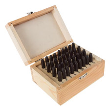 36-Piece Letter and Number Steel Punch Set with Wooden Case.