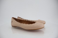 Born Women's Allie Ballet Flat Size 10 Beige Leather Slip On Scalloped Edge Shoe