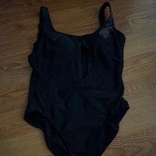 Women s Black Strappy Bodysuit One Piece Firm Compression Stretch Opaque L
