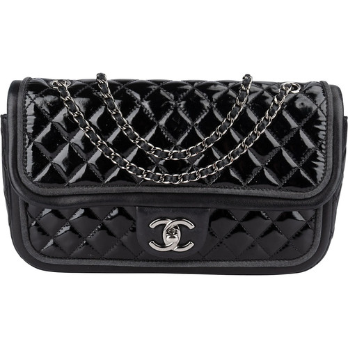 Chanel Quilted Patent Leather Single Flap Crossbody Bag Coco CC Bag