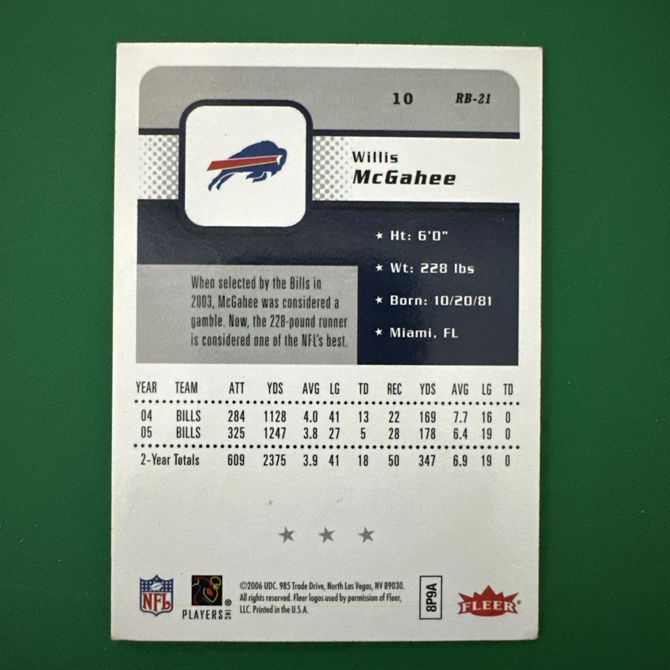 2006 Fleer - Willis McGahee #10 - Image 2 of 2