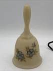 FENTON ART GLASS CUSTARD SATIN BELL HAND PAINTED FLOWERS SIGNED Terri Miller M1