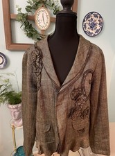 Y2K Whimsigoth Wool Blend Open Face Floral Appliqu Cropped Blazer