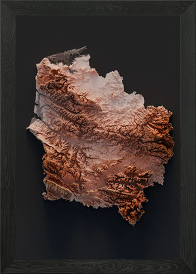 Nord Region Relief Karte gerahmt Wandbild Poster Leinwanddruck Bild