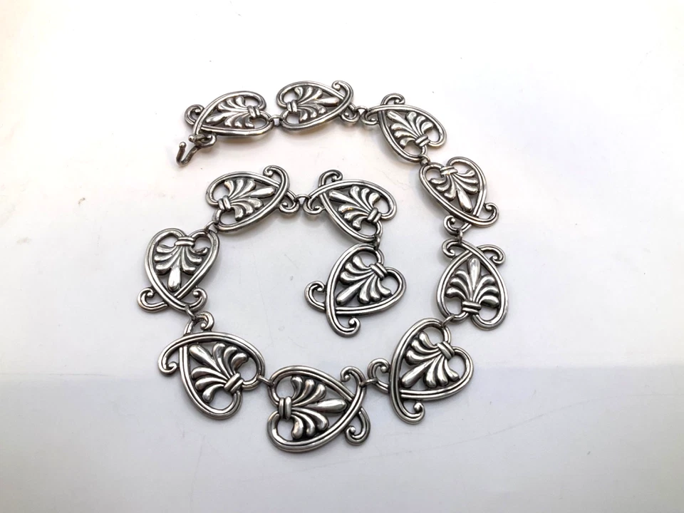 Gargantilla estilo Margo De Taxco diseño collar remolino vintage esterlina 925 61 gramos Foto 2 de 4