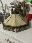 Vintage Stained Glass Lamp Shade No Base Ornate Tuscan Tiffany Style 16 Inches