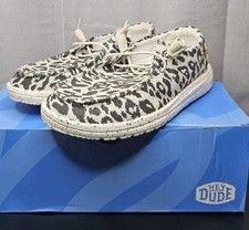 Hey Dude Wendy Woven Cheetah Grey Slip On Loafers Women s Sz 6 Shoes