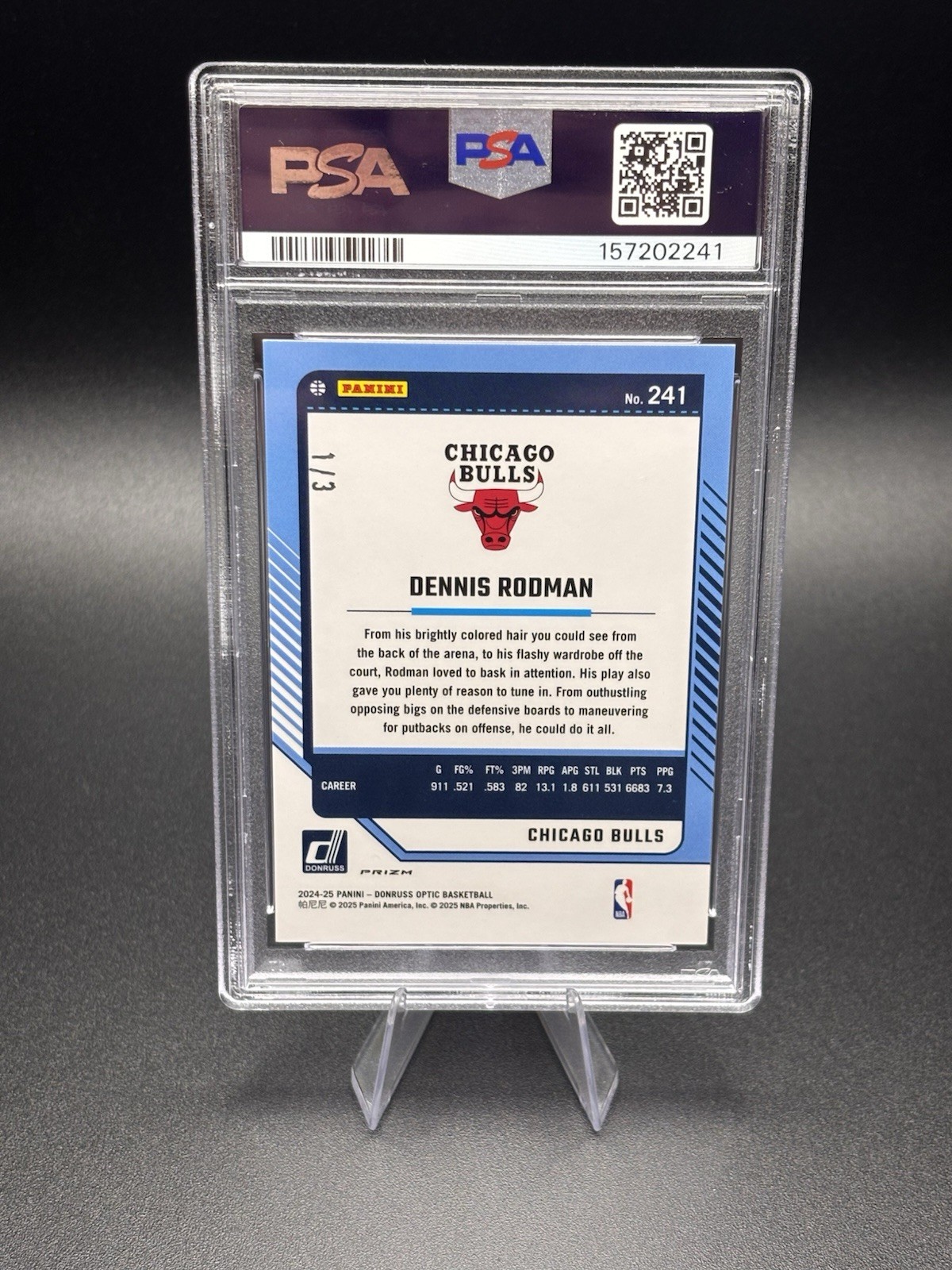 2024 Donruss Optic Dennis Rodman 1/3 Black FOTL PSA 10 Chicago Bulls #241 view 6