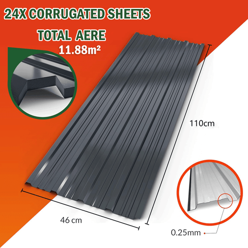 12 X Roof Sheets 0.25MM Corrugated Profile Galvanized Roofing Sheet Panel 5.94m² - Picture 16 of 18