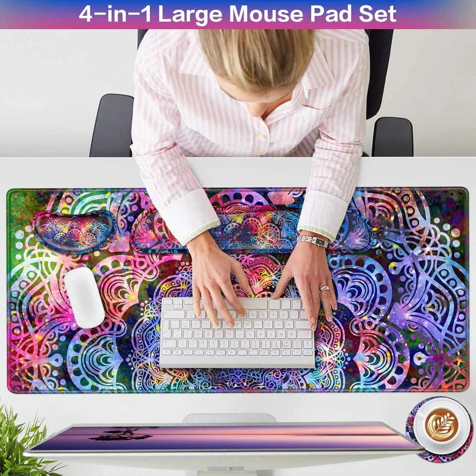 Mouse Pad with Wrist Rest, 4-in-1 Large Mousepad+Keyboard Wrist Rest+Mouse Pa... - Image 2 of 4