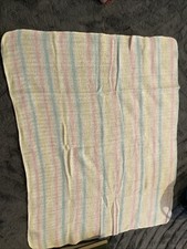 Vintage Beacon Pastel Stripe Baby Blanket Acrylic Open Waffle Weave 27x35